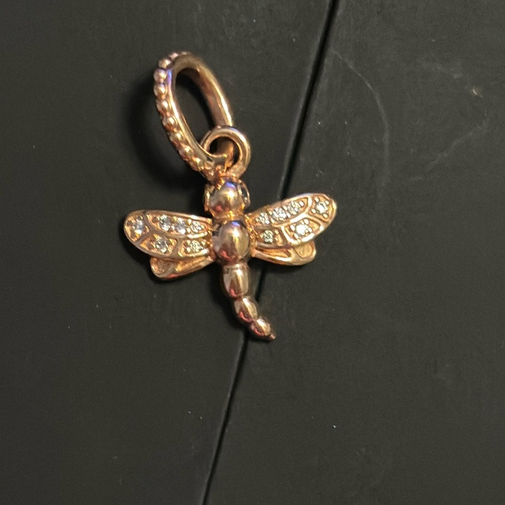 Pandora Charm Dragonfly. : 14K Rose Gold Plated Sterling Silver (925)